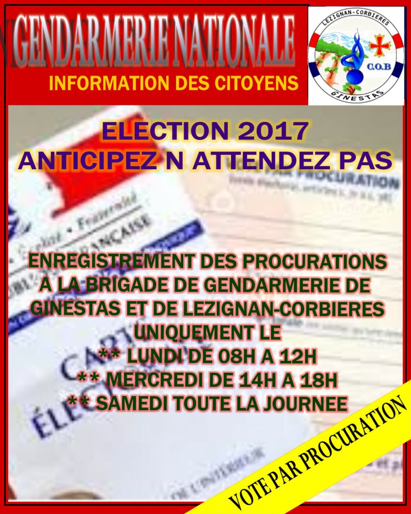 VOTE PAR PROCURATION 2017